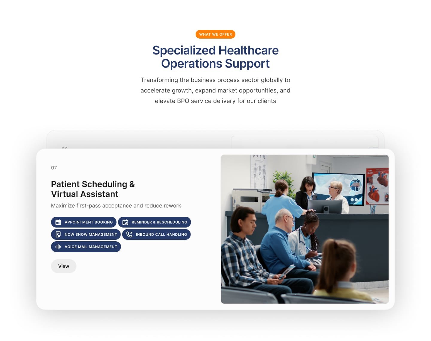Adept HMS healthcare operations website offer section