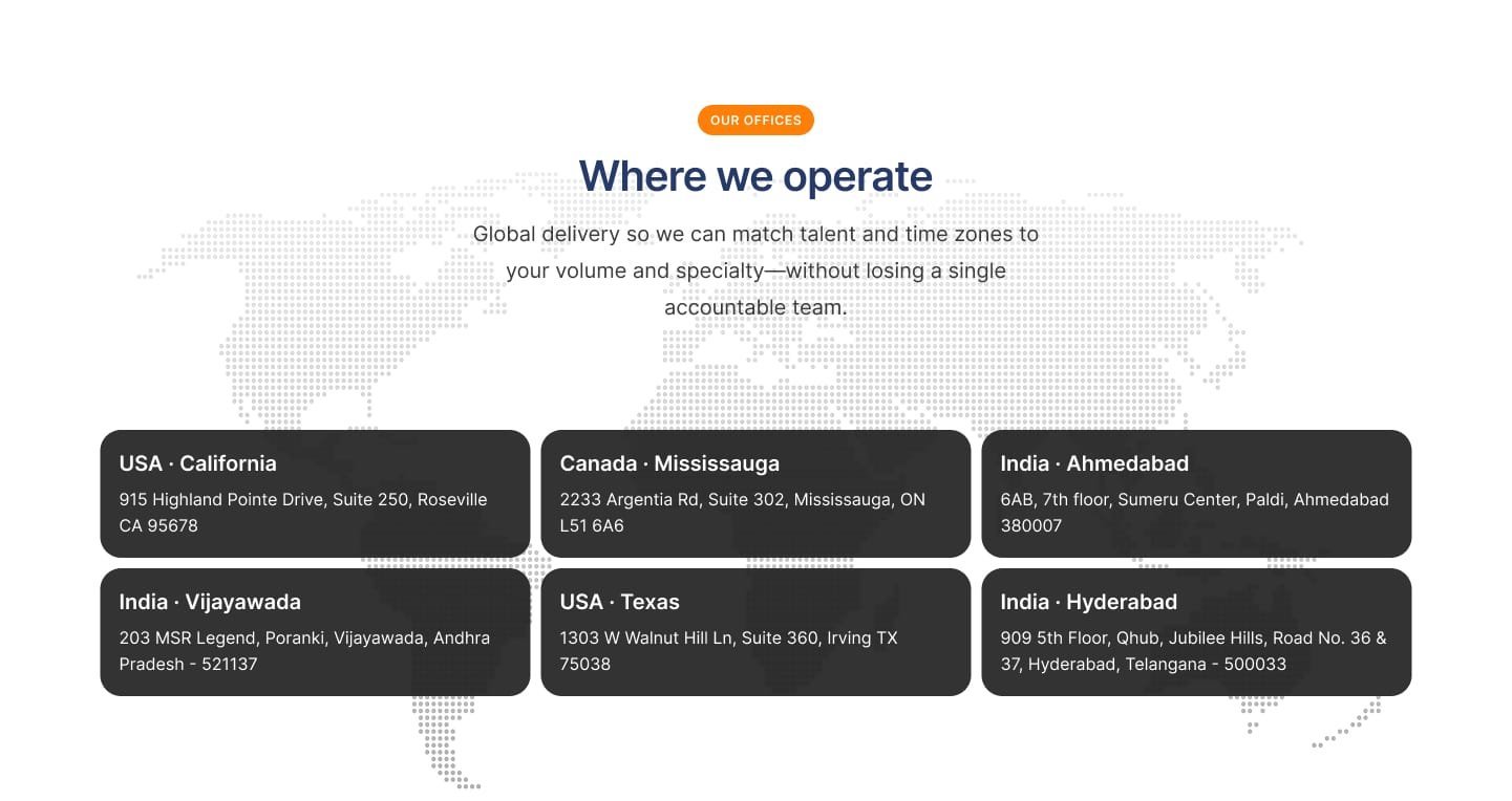 Adept HMS healthcare operations website our offices section