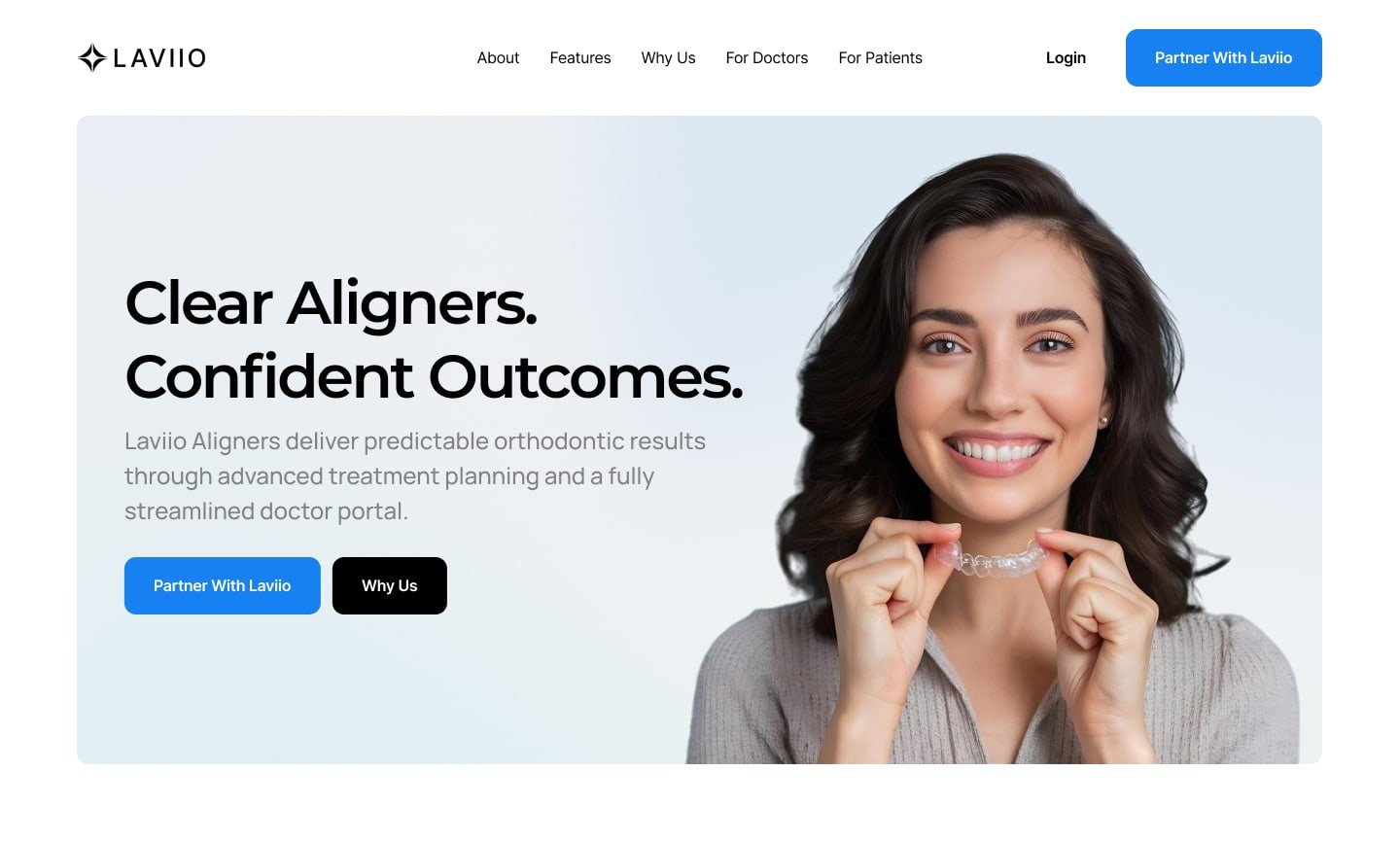 Laviio clear aligner website homepage design